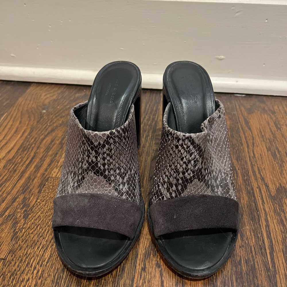 Rag and bone snakeskin/suede mule heels size 36.5